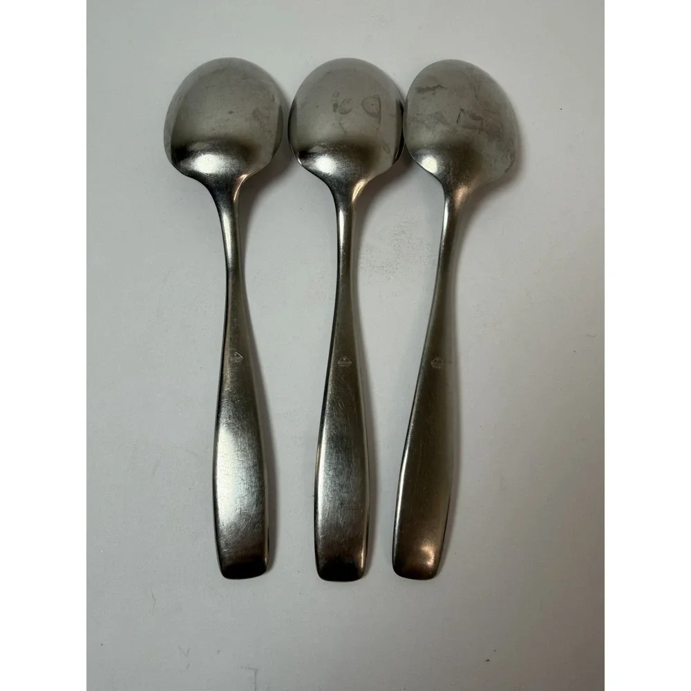 3 Place Oval Soup Spoons WMF LINE Cromargan Stainless Germany‎ 7 1/4